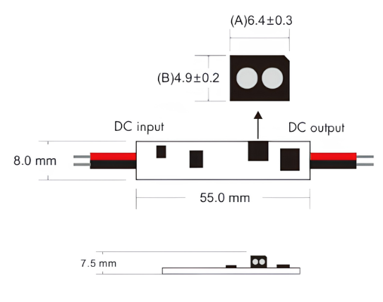Sensor on/off para puertas, para instalación en perfil, 12-24V, 1ch 4A