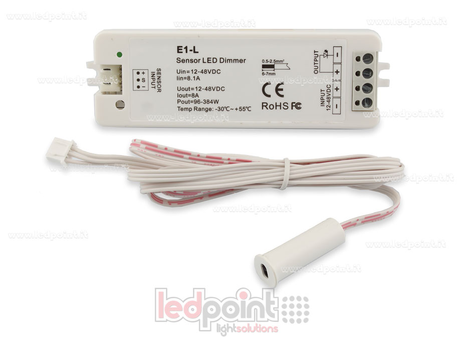 Sensor dimmer on/off monocromático para puertas 12/48V, 1chx8A Sensor dimmer on/off monocromático para puertas 12/48V, 1chx8A