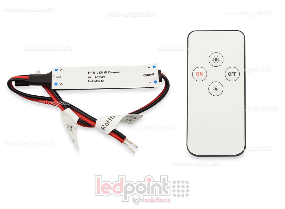 Mini dimmer receptor IR monocromático con mando a distancia 12/24V, 1ch 4A/CH Mini dimmer receptor IR monocromático con mando a distancia 12/24V, 1ch 4A/CH