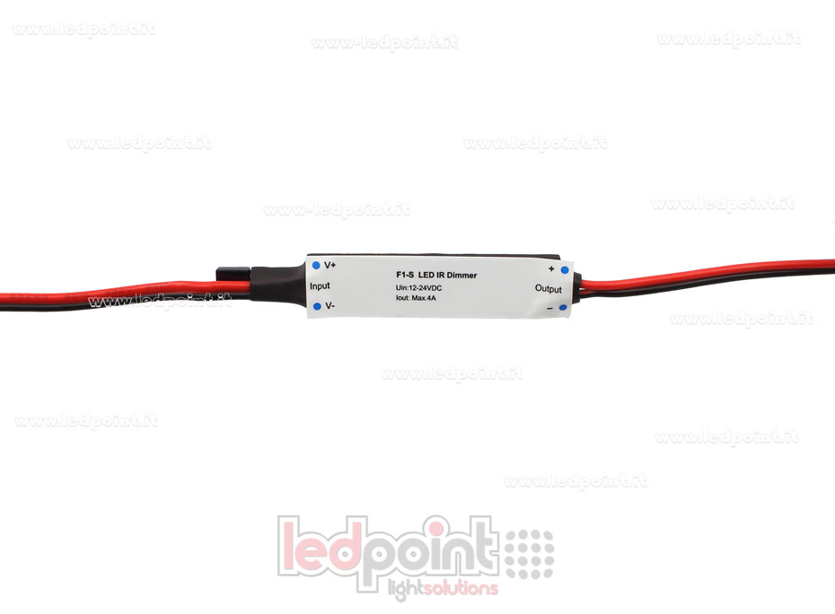 Mini dimmer receptor IR monocromático con mando a distancia 12/24V, 1ch 4A/CH Mini dimmer receptor IR monocromático con mando a distancia 12/24V, 1ch 4A/CH