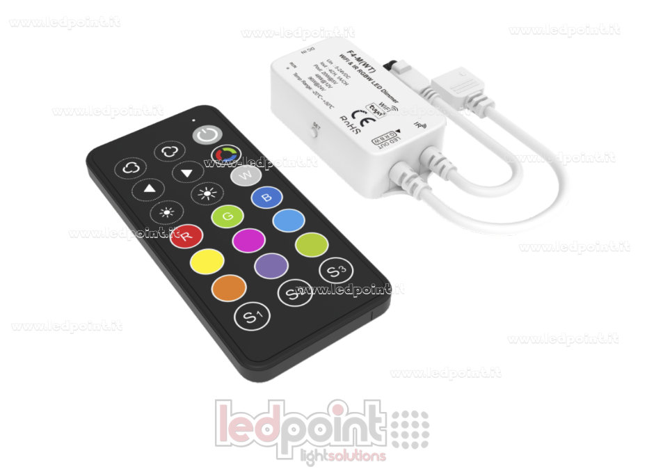 Kit de controlador WiFi e IR RGBW de 4 canales * 1 A, 5-24 V CC