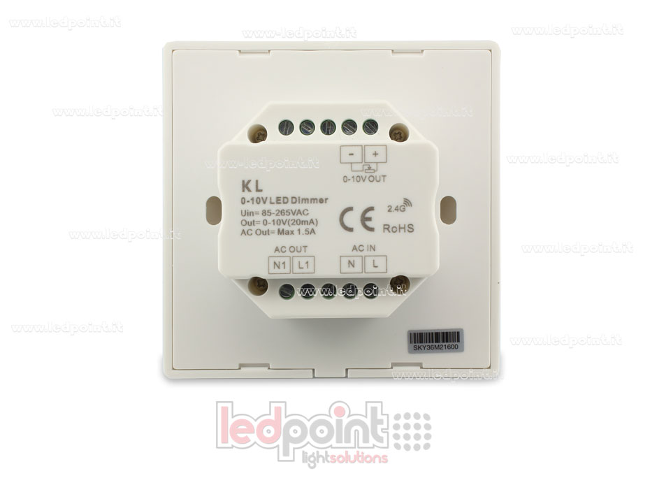 Regulador de pared con rueda 0-10V y mando a distancia RF, 86x86mm Regulador de pared con rueda 0-10V y mando a distancia RF, 86x86mm