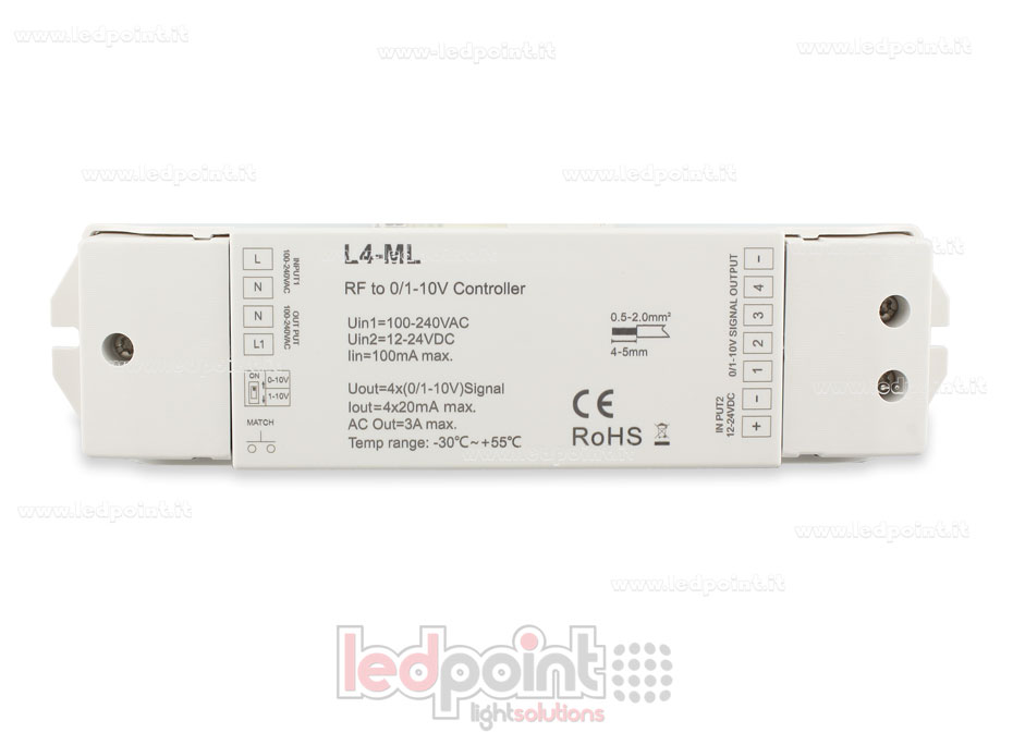 Receptor RF 2.4GHz 4 canales salida 0/1-10V Receptor RF 2.4GHz 4 canales salida 0/1-10V