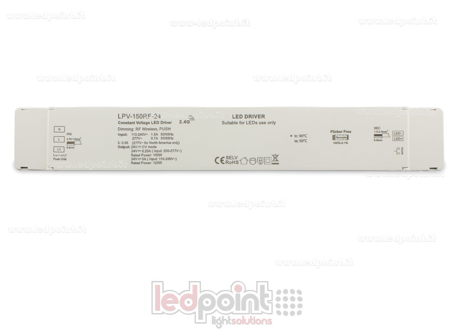 Fuente de alimentación 150W 24V Wireless, push dim