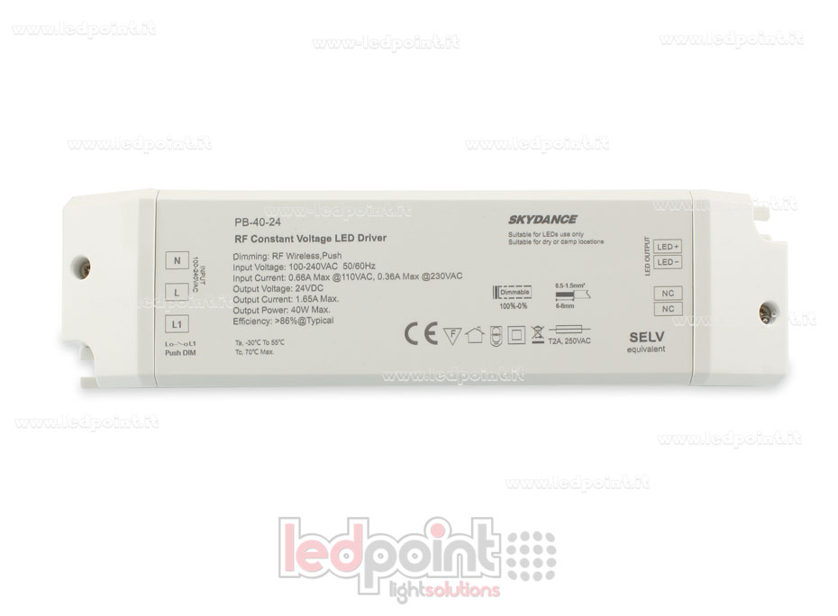 Fuente de alimentación 40W 24V Wireless, Push-Dim SkyDance