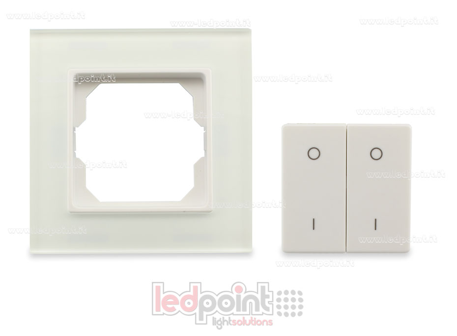 Mando de pared en vidrio 86x86mm monocromático 2 zonas RF2.4G