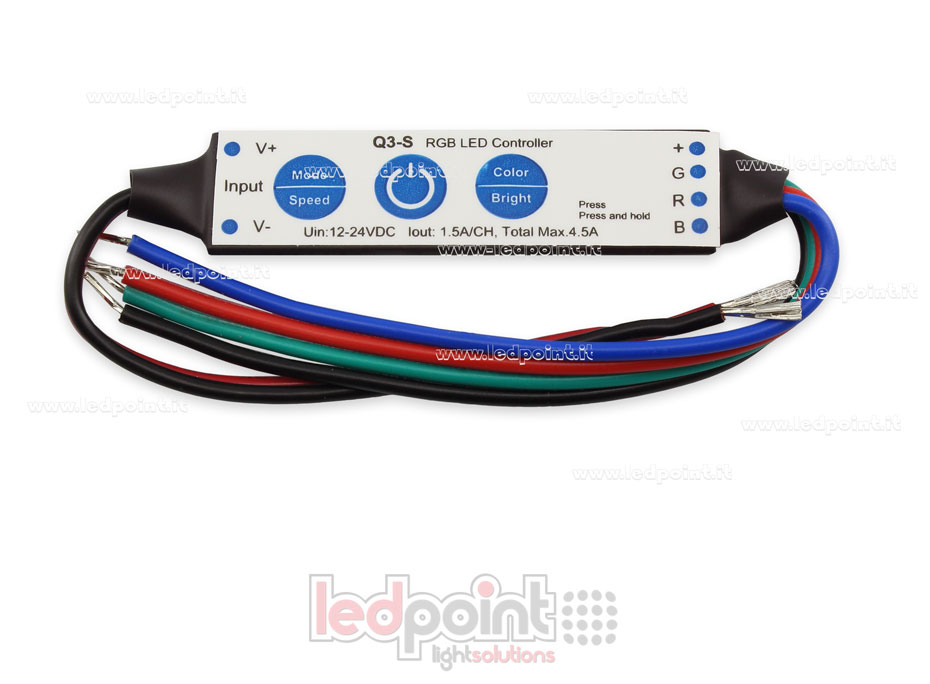 Receptor dimmer mini RGB 12/24V, 3ch 1.5A/CH 3 teclas no RF Receptor dimmer mini RGB 12/24V, 3ch 1.5A/CH 3 teclas no RF