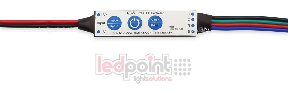 Receptor dimmer mini RGB 12/24V, 3ch 1.5A/CH 3 teclas no RF Receptor dimmer mini RGB 12/24V, 3ch 1.5A/CH 3 teclas no RF