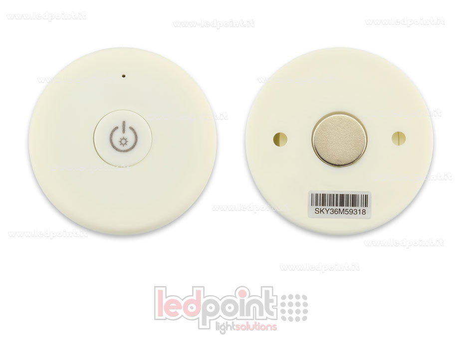 Mando a distancia monocromático blanco RF 2.4G con imán y agujeros para fijación Mando a distancia monocromático blanco RF 2.4G con imán y agujeros para fijación