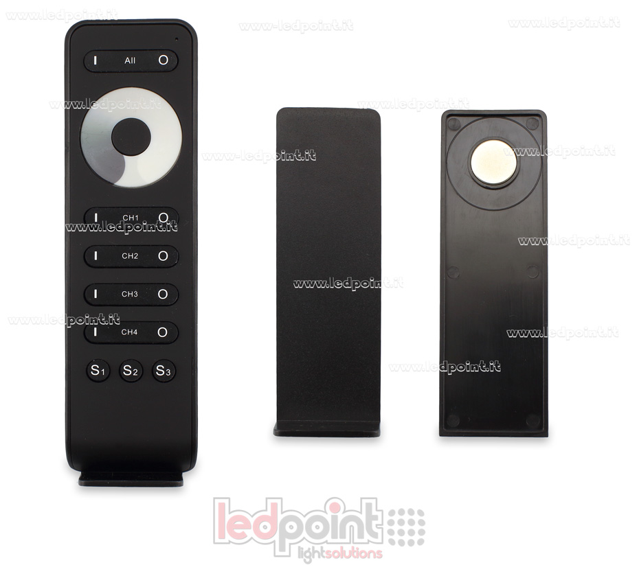 Mando a distancia monocromático, 1 zona, 4 canales, 3 escenas, negro, 13 teclas, RF2.4G Mando a distancia monocromático, 1 zona, 4 canales, 3 escenas, negro, 13 teclas, RF2.4G