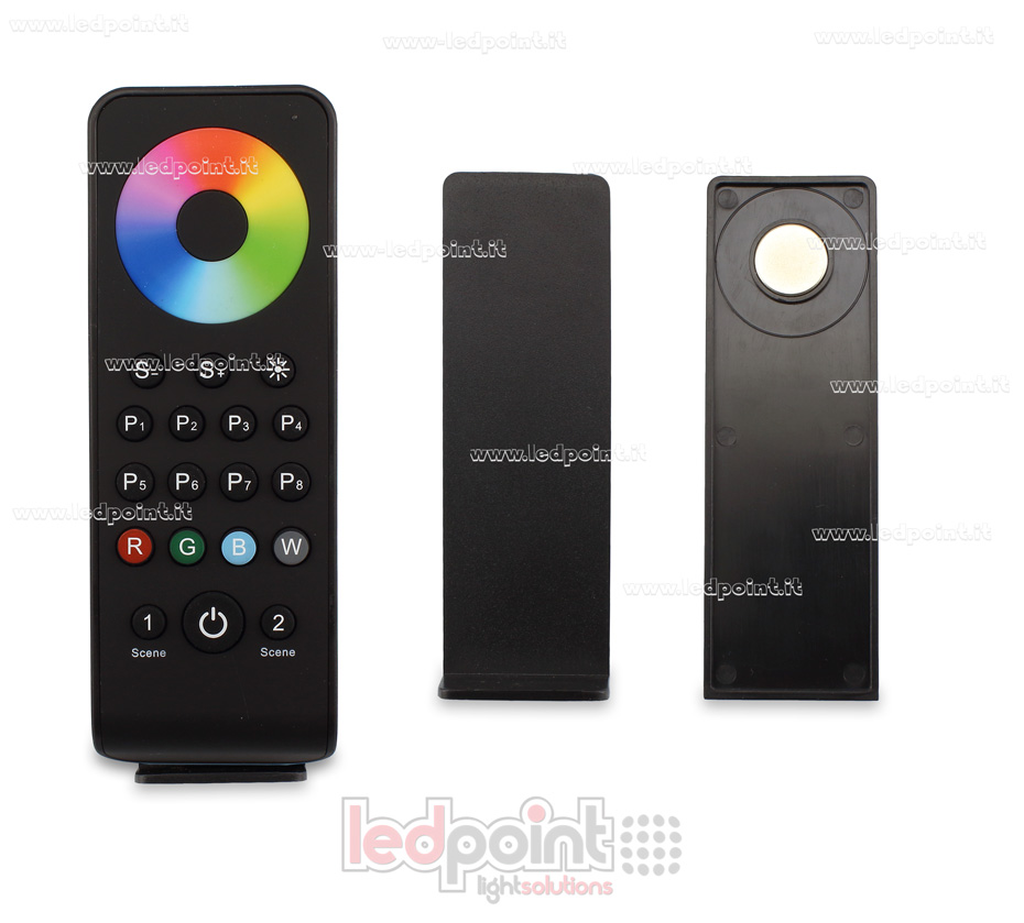 Mando a distancia RGB/RGBW 1 zona, 2 escenas, 8 modalidades dinámicas, negro RF2.4G Mando a distancia RGB/RGBW 1 zona, 2 escenas, 8 modalidades dinámicas, negro RF2.4G