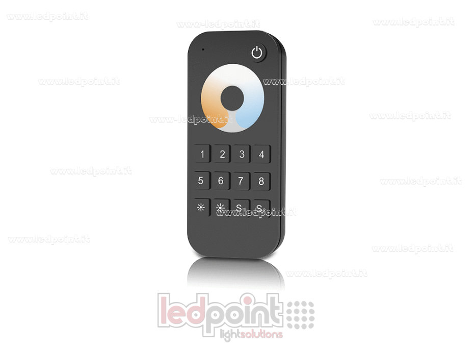 Mando a distancia RF CCT, 8 zonas, 2 escenas, a batería, RF 2,4 GHz
Mando a distancia RF CCT, 8 zonas, 2 escenas, a batería, RF 2,4 GHz