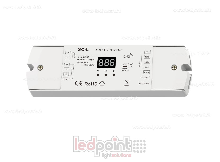 Receptor Controlador LED SPI RF 2.4G Multi-Píxel RGB/RGBW, 5-24V