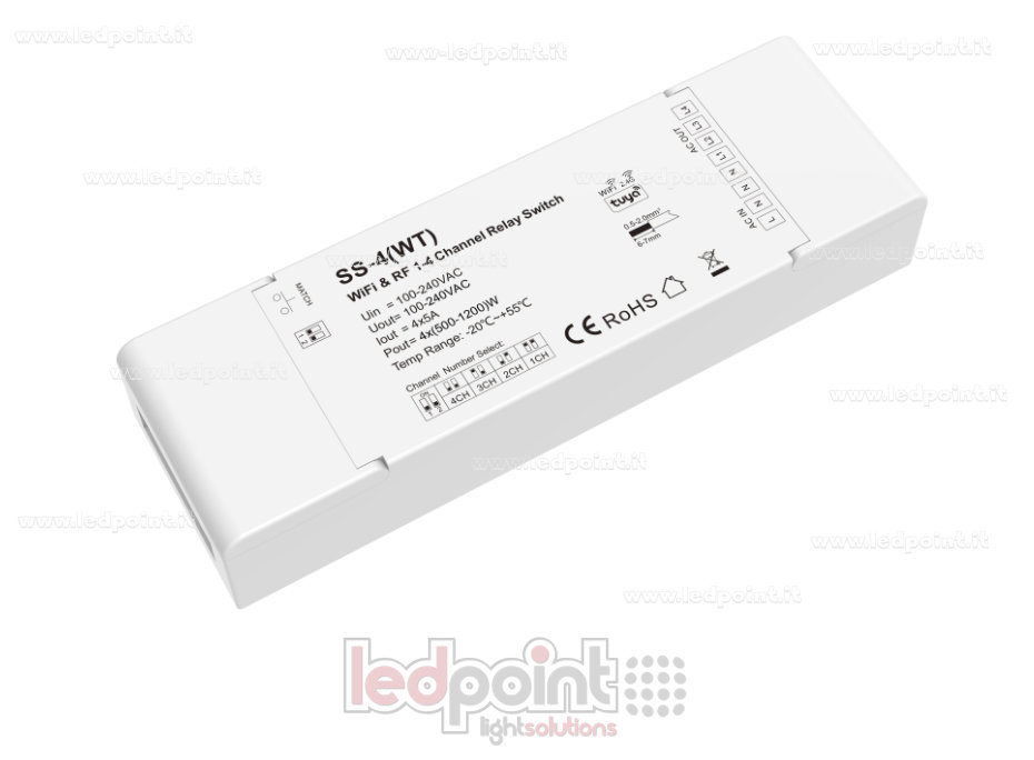 Selector de relé AC WiFi y RF, 100-240V, 4CH*5A, 4 canales