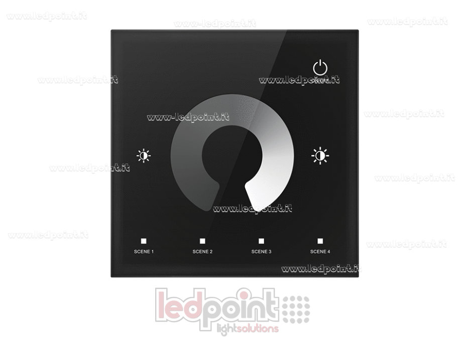 Controlador y mando a distancia de pared negro monocromático táctil, 4 canales*3 amperios, 12-24 V CC, RF 2,4 GHz