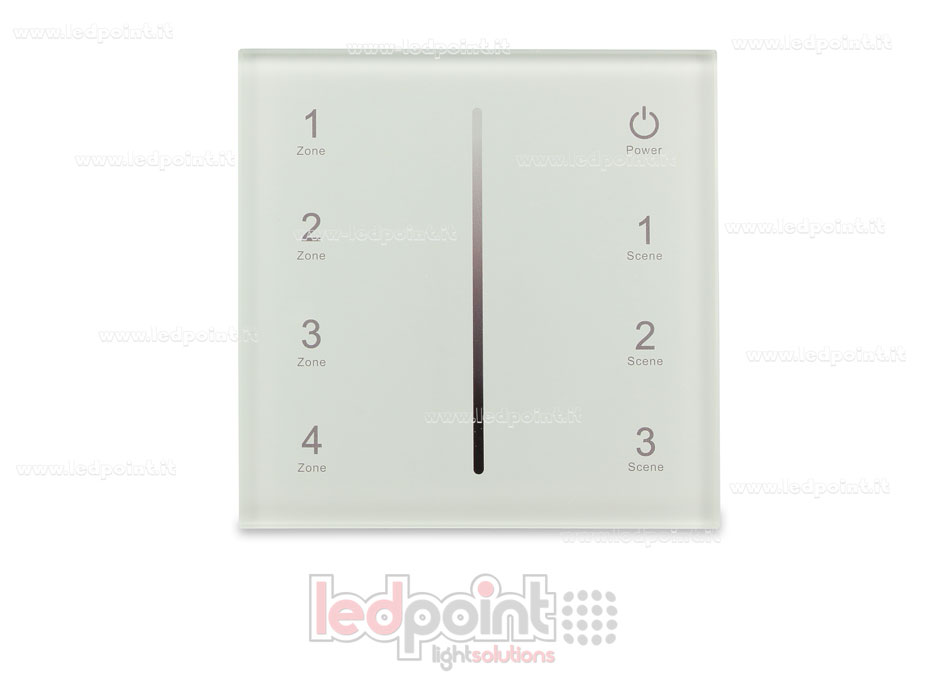 Master DMX y mando para pared 86x86mm monocromático 4 zonas 3 escenas RF2.4G Master DMX y mando para pared 86x86mm monocromático 4 zonas 3 escenas RF2.4G