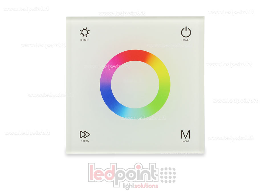 Controlador y mando de pared RF RGB 12-24V, 86x86mm Controlador y mando de pared RF RGB 12-24V, 86x86mm