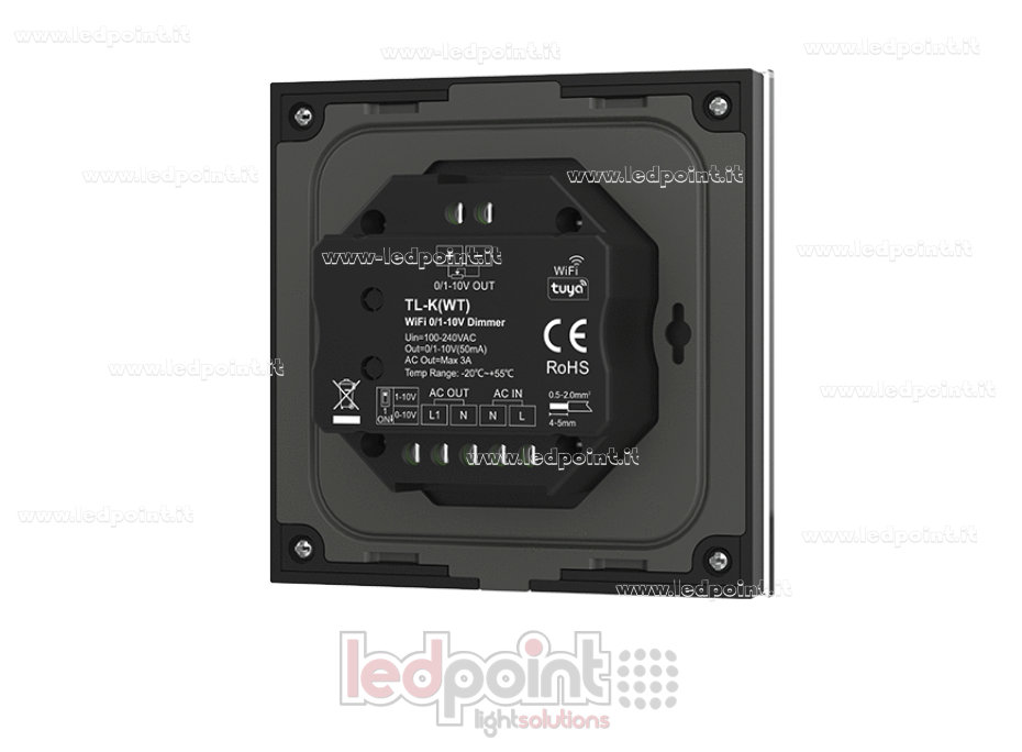 Panel de control de pared, regulador WiFi 0/1-10V, 100-240VAC, 3A (CA), negro
