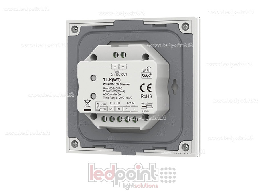 Panel de control de pared, regulador WiFi 0/1-10V, 100-240VAC, 3A (CA), blanco
