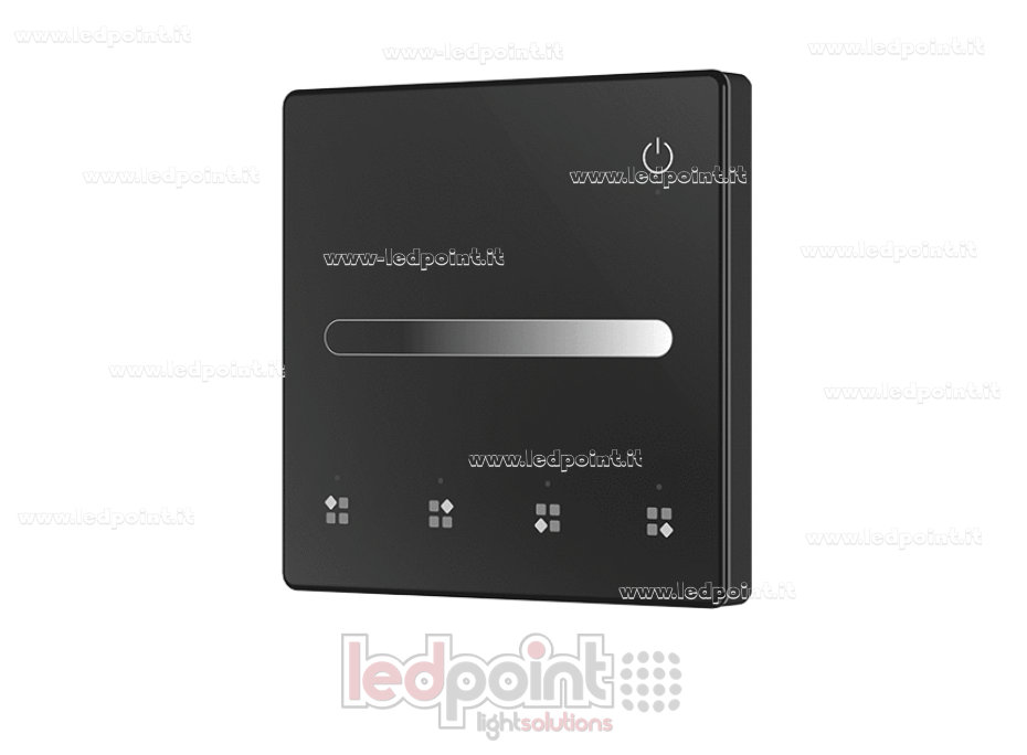 Mando a distancia de pared monocromático, a pilas, negro, 4 zonas, RF 2,4 GHz Mando a distancia de pared monocromático, a pilas, negro, 4 zonas, RF 2,4 GHz