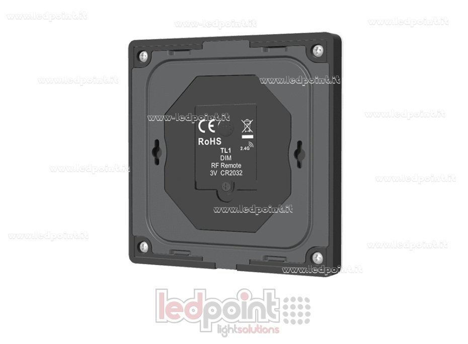 Mando a distancia de pared monocromático, a pilas, negro, 4 zonas, RF 2,4 GHz Mando a distancia de pared monocromático, a pilas, negro, 4 zonas, RF 2,4 GHz