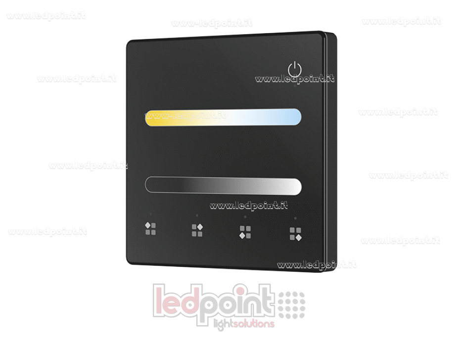Mando a distancia de pared CCT, a pilas, negro. 4 zonas RF 2,4 GHz Mando a distancia de pared CCT, a pilas, negro. 4 zonas RF 2,4 GHz