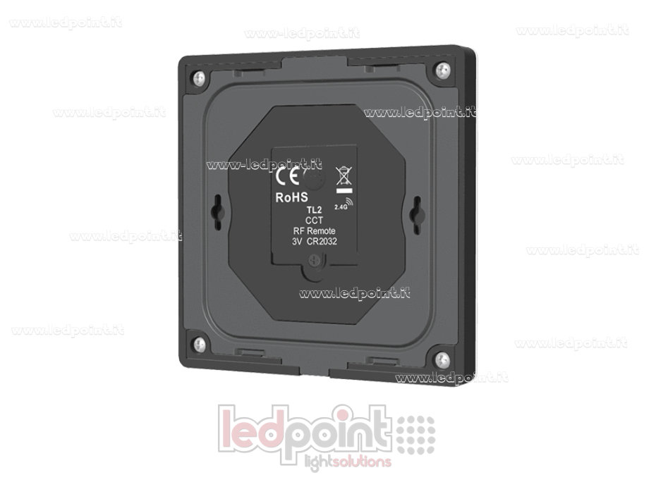 Mando a distancia de pared CCT, a pilas, negro. 4 zonas RF 2,4 GHz Mando a distancia de pared CCT, a pilas, negro. 4 zonas RF 2,4 GHz