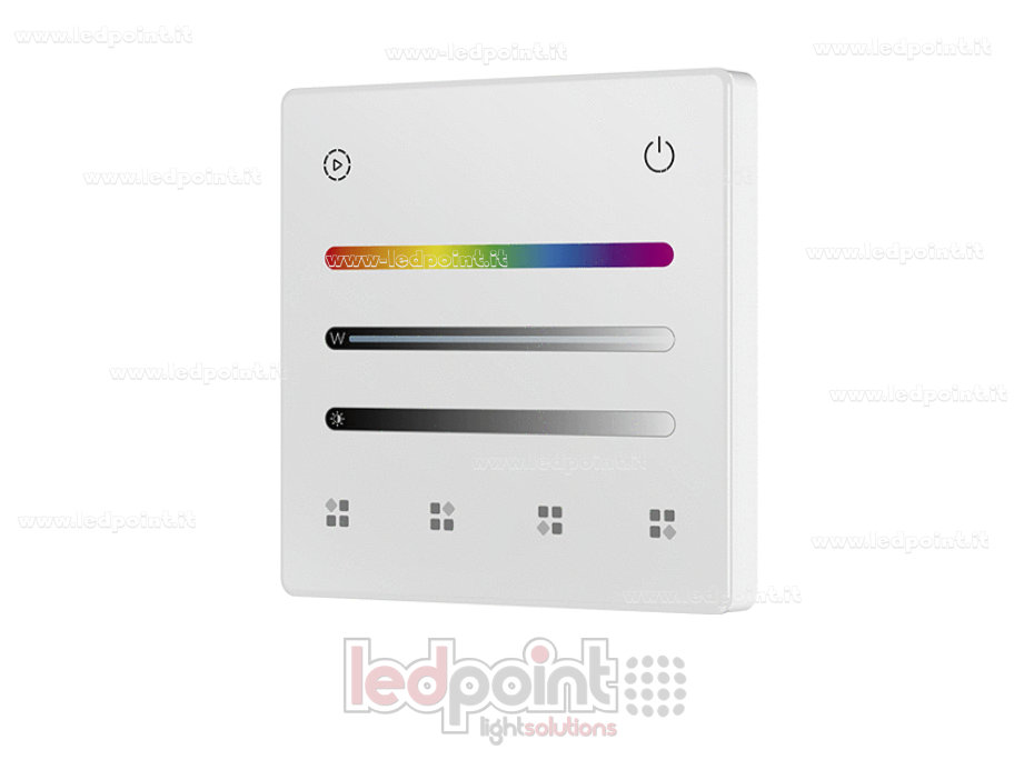 Mando a distancia de pared RGB/RGBW a pilas, blanco, 4 zonas, RF 2,4 GHz Mando a distancia de pared RGB/RGBW a pilas, blanco, 4 zonas, RF 2,4 GHz