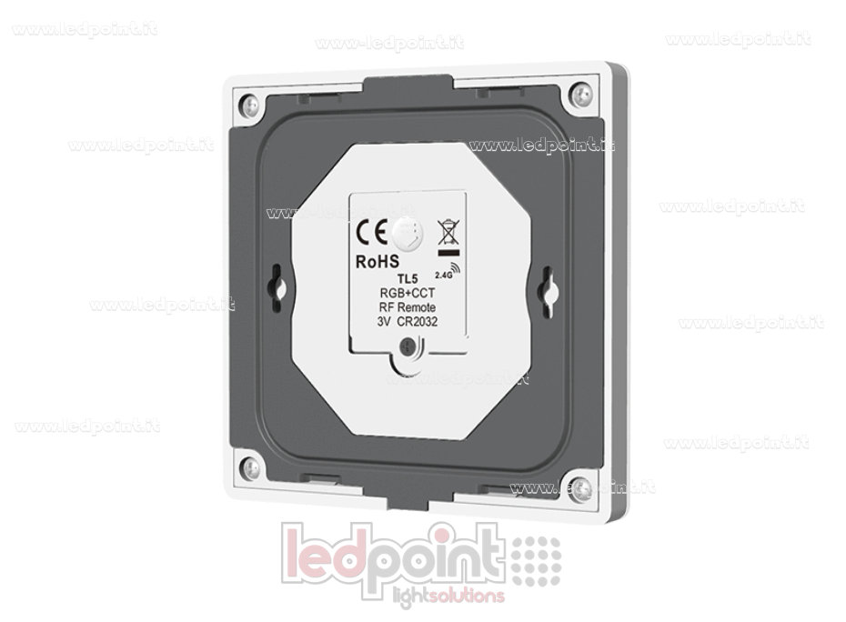 Mando a distancia de pared RGB + CCT a pilas, blanco, 4 zonas RF 2,4 GHz Mando a distancia de pared RGB + CCT a pilas, blanco, 4 zonas RF 2,4 GHz