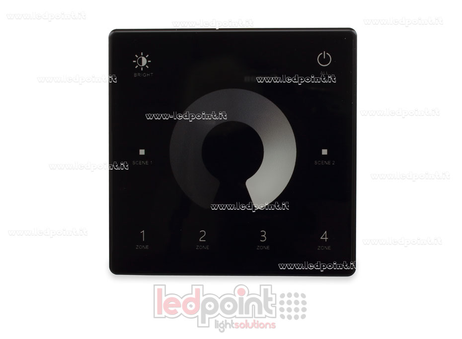 Mando a distancia de pared slim, monocromo, a pilas, negro, 4 zonas RF2.4G Mando a distancia de pared slim, monocromo, a pilas, negro, 4 zonas RF2.4G