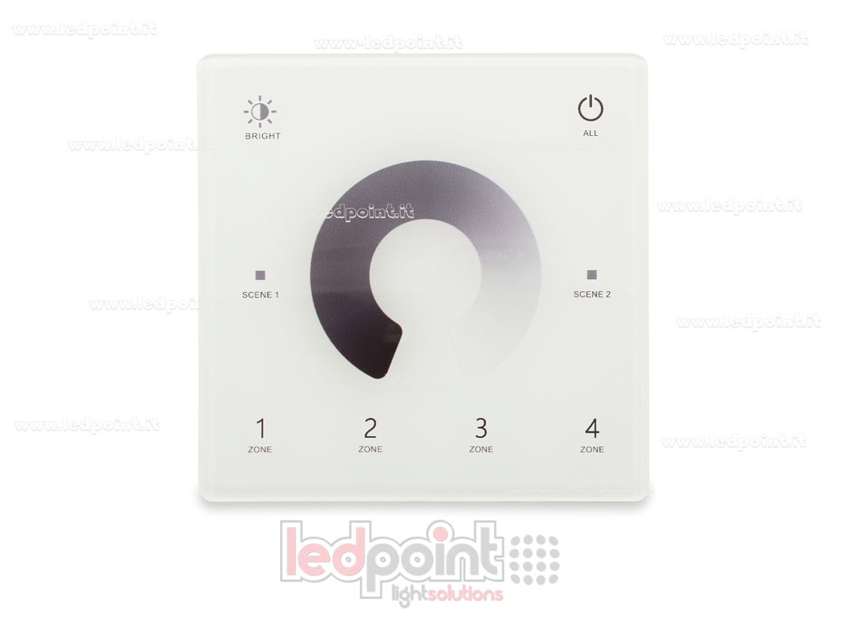Mando a distancia de pared slim, monocromo, a pilas, blanco, 4 zonas RF2.4G Mando a distancia de pared slim, monocromo, a pilas, blanco, 4 zonas RF2.4G