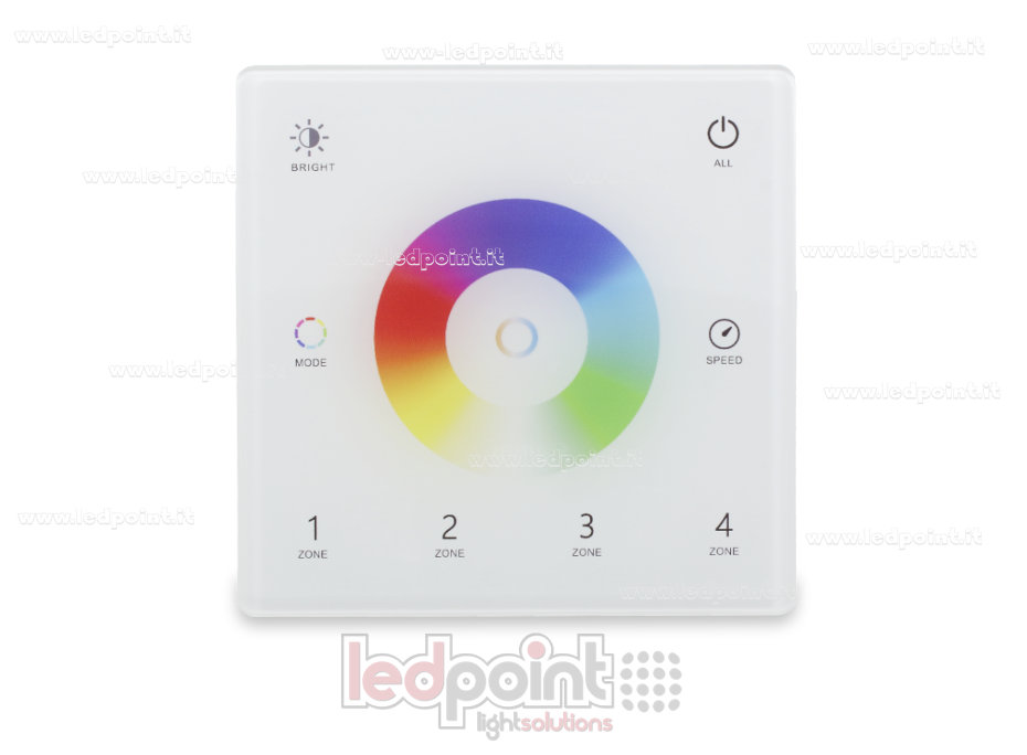Mando a distancia de pared slim, RGB+CCT, a pilas, blanco, 4 zonas RF2.4G Mando a distancia de pared slim, RGB+CCT, a pilas, blanco, 4 zonas RF2.4G