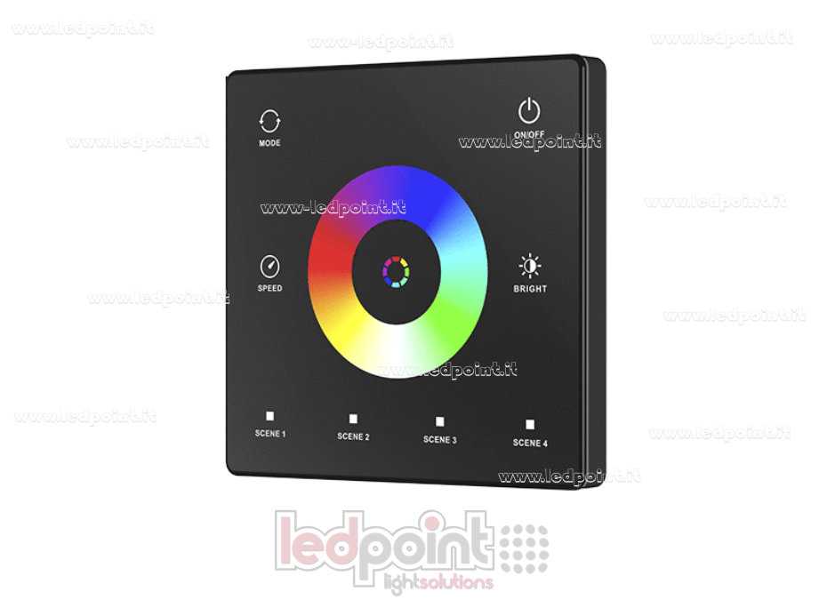 Mando a distancia de pared SPI RF RGB, RGBW, a pilas, negro, 3 V CC, RF 2,4 GHz Mando a distancia de pared SPI RF RGB, RGBW, a pilas, negro, 3 V CC, RF 2,4 GHz