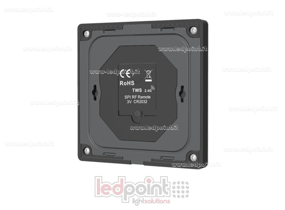 Mando a distancia de pared SPI RF RGB, RGBW, a pilas, negro, 3 V CC, RF 2,4 GHz Mando a distancia de pared SPI RF RGB, RGBW, a pilas, negro, 3 V CC, RF 2,4 GHz