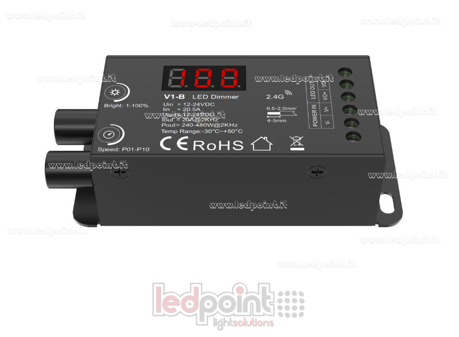 Controlador con doble mando y pantalla 1ch*20A 12-24V