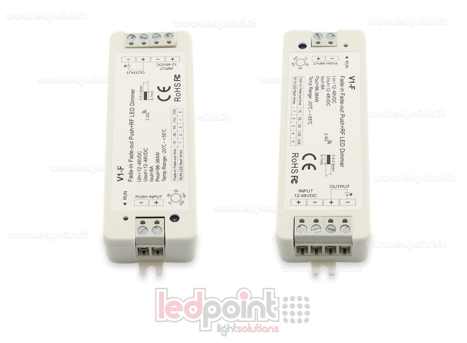 12/48V, 1ch*8A, receptor dimmer monocromático RF 2.4G con fundido on/off ajustable y interruptor