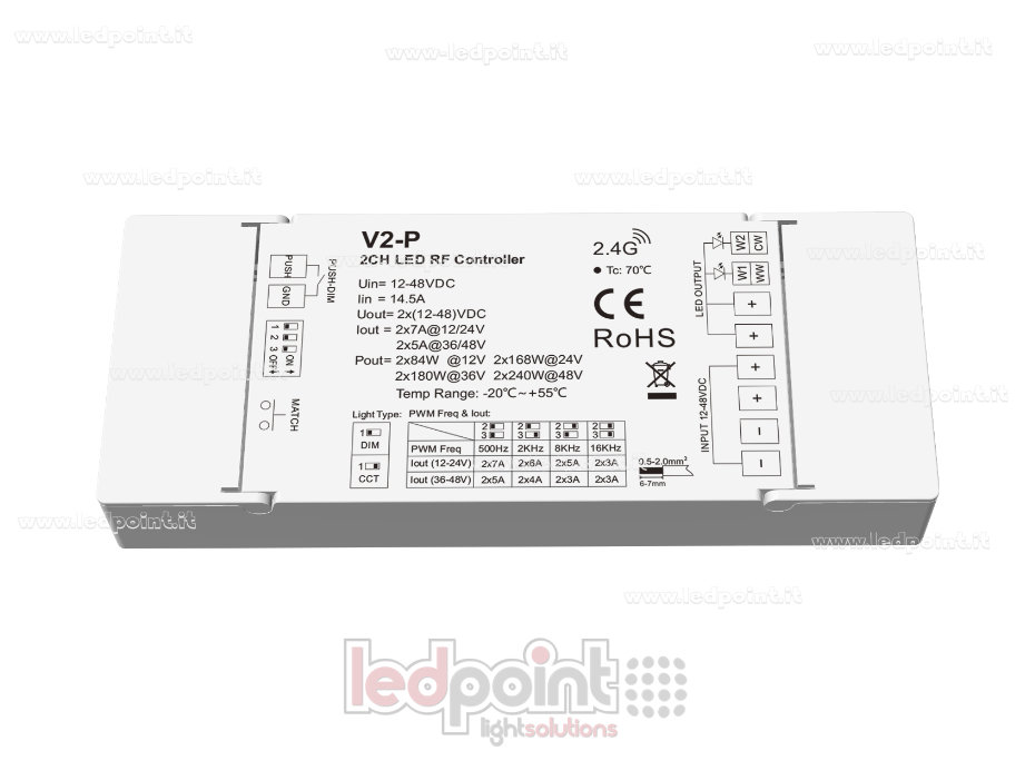 Controlador receptor mono o CCT, 12/48VCC, 2ch*7A