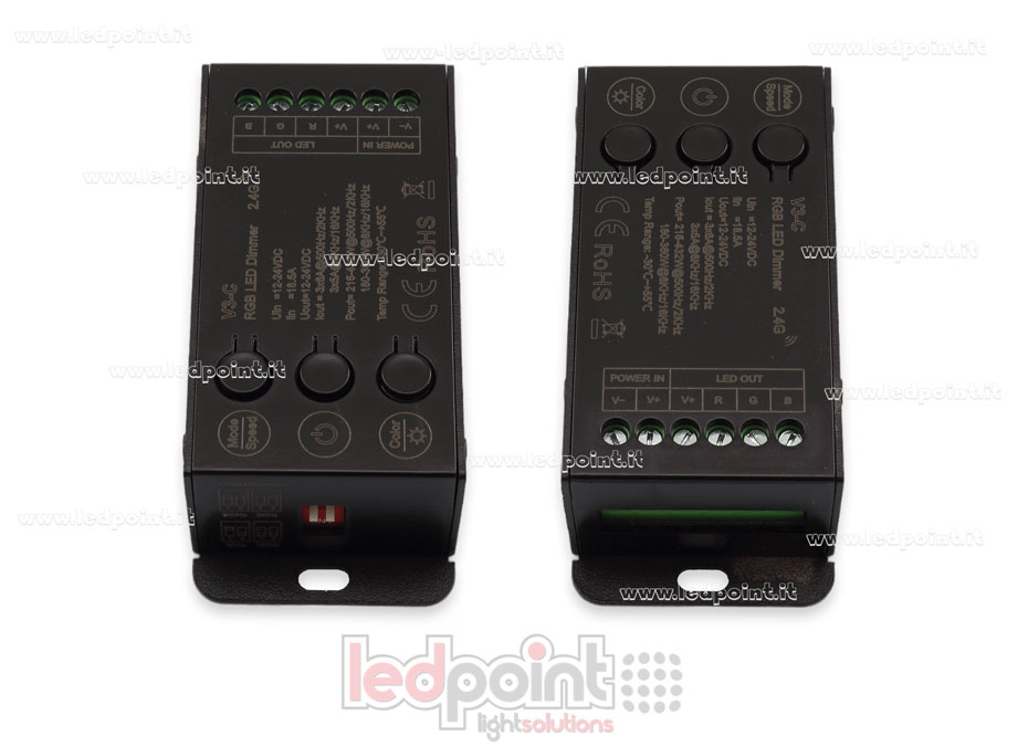 Controlador receptor RGB 12-24V, 3ch*6A con 3 interruptores y PWM seleccionable, RF 2.4G Controlador receptor RGB 12-24V, 3ch*6A con 3 interruptores y PWM seleccionable, RF 2.4G
