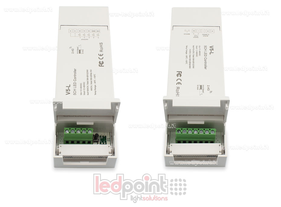 Receptor controlador RGB+CCT 12/24V, 5ch*6A o 36/48V, 5ch*4A, RF 2.4G Receptor controlador RGB+CCT 12/24V, 5ch*6A o 36/48V, 5ch*4A, RF 2.4G