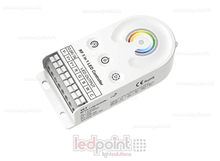 LED del controlador, 12-24 V CC, 5 canales*3 A, 5*(36-72) W, botón táctil + RF 2,4 GHz LED del controlador, 12-24 V CC, 5 canales*3 A, 5*(36-72) W, botón táctil + RF 2,4 GHz