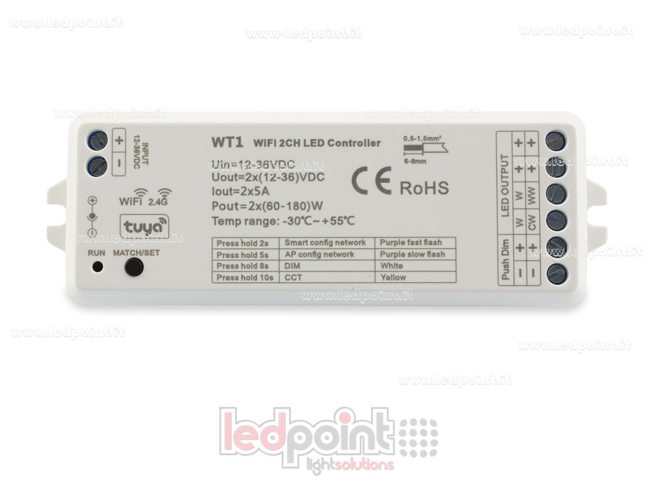 Controlador Wifi y RF 2.4G, CCT y monocromático Controlador Wifi y RF 2.4G, CCT y monocromático