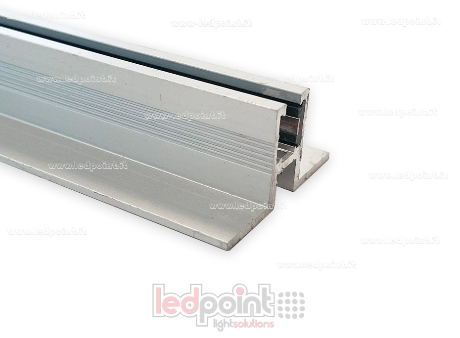 Guía electrificada para armario con un montante, plateada de 2,4m de longitud y 1m de cable