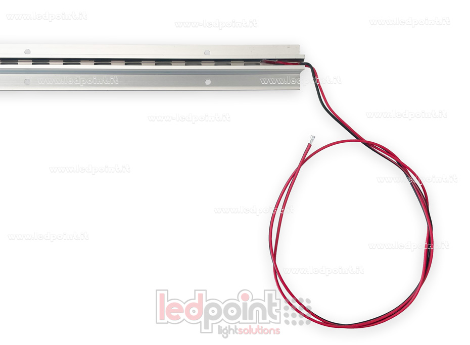 Guía electrificada para armario con un montante, plateada de 2,4m de longitud y 1m de cable