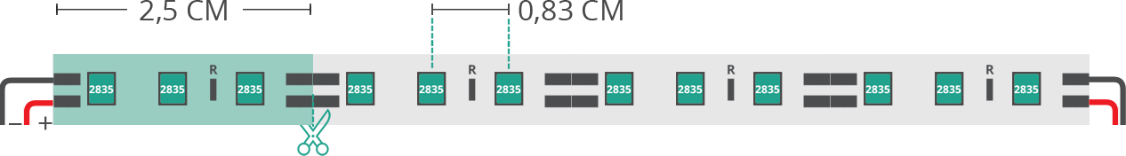 Dibujo técnico tira led 2835 12V IP20 5900-6400K 120led/m