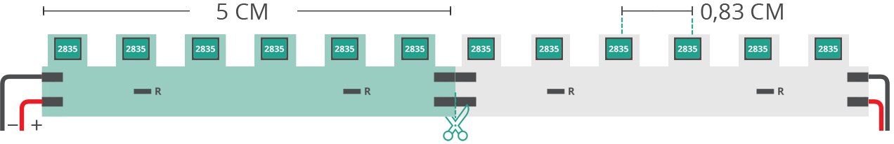 Dibujo técnico tira led 2835 24V IP20 3000K 3step 120led/m