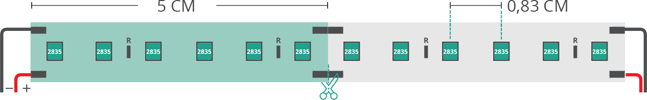 Dibujo técnico tira led 2835 24V IP20 3000K 3step 120led/m