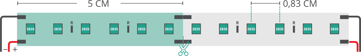 Dibujo técnico tira led 2835 24V IP20 3000K 3step 120led/m