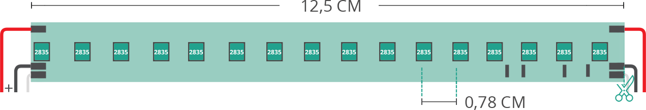 Dibujo técnico tira led 2835 48V IP20 3000K 3step 128led/m