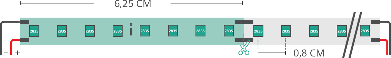 Dibujo técnico tira led 2835 24V IP20 3000K 3step 128led/m