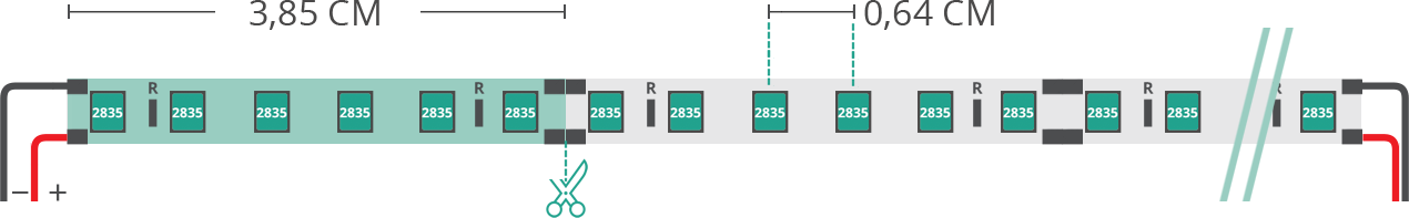 Dibujo técnico tira led 2835 24V IP20 3000K 3step 156led/m